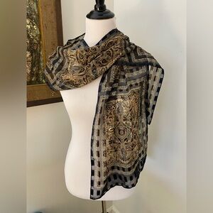 Elegant Multi-color Sheer Rectangular Scarf, 100% Polyester